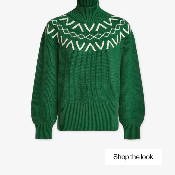 Varley Marcie Fair Isle Knit Verdant Green Women's Turtleneck Sweater Small - Picture 3 of 10